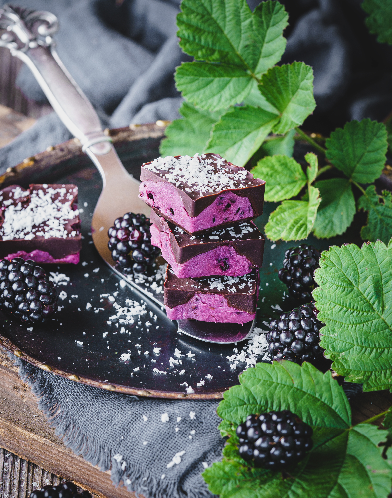 Brombeer Kokos Bars vegan