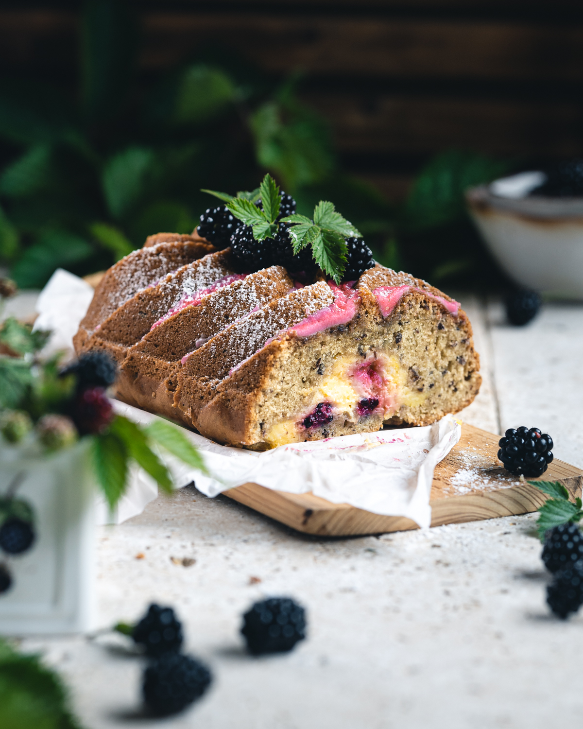 Vegan Blackberry Cream Cheese Loaf Cake