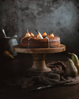 Vegan Chocolate Pear Cake with whole pears