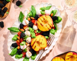 Gegrillte Pfirsiche Mandelmus Salatdressing