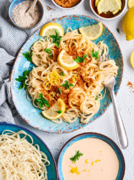 Vegane cremige Pasta al Limone