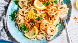 Vegane cremige Pasta al Limone
