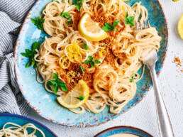 Vegane cremige Pasta al Limone